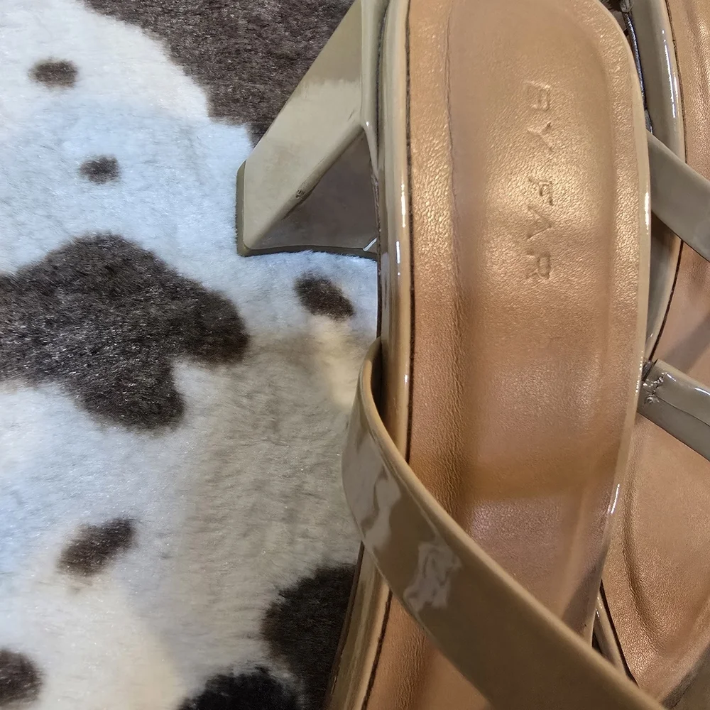BY FAR Patent Beige Double Strap Sandals - Picture 3 of 12